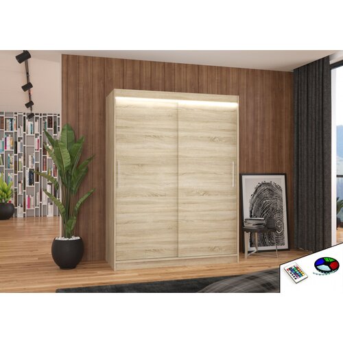 ADRK Klizni ormar DENVER 150 s LED rasvjetom - SONOMA-SONOMA HRAST Cene