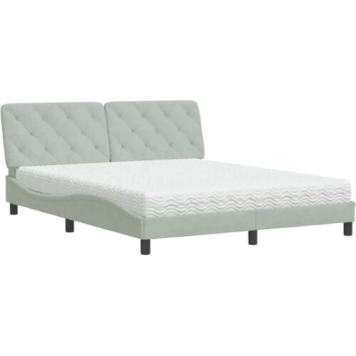 VidaXL Krevet s madracem svjetlosivi 160x200 cm bar&amp;scaron;unasti Slike