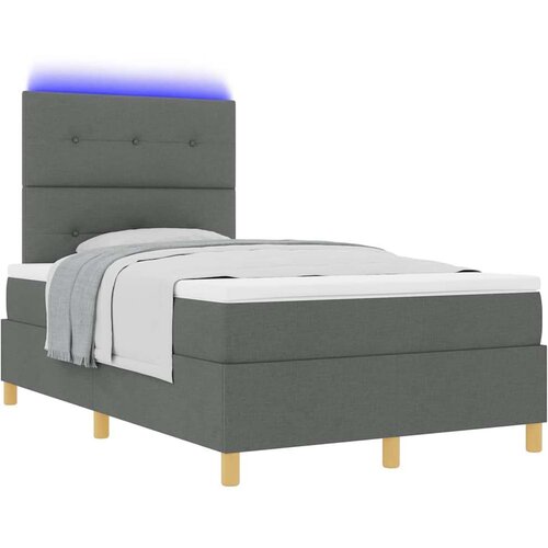 VidaXL Box Spring Krevet s madracem &amp;amp; LED Tamno siva 120x190 cm Tkanina Slike