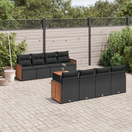 vidaXL 9-dijelni set vrtnih sofa s jastucima crni od poliratana Cijene