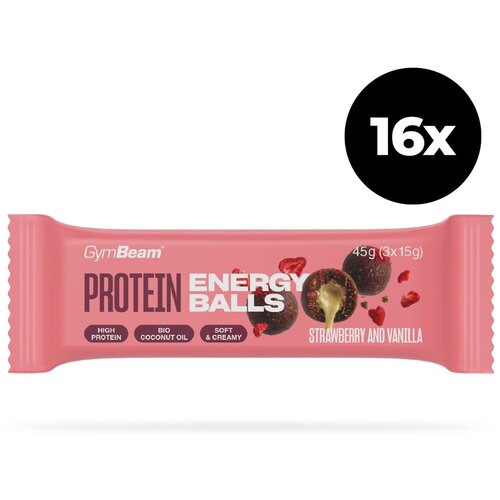 GymBeam Protein energy balls 16 x 45 g jagoda - vanilija Cene