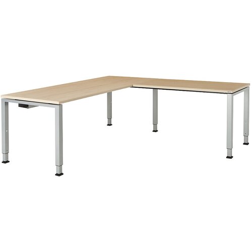 mauser Pisalna miza, kotna, spodnji del iz kvadratne/okrogle cevi, VxŠxG 650 - 850 x 1800 x 800 mm, kotni element na desni strani (širina 1200 mm), pl Cene