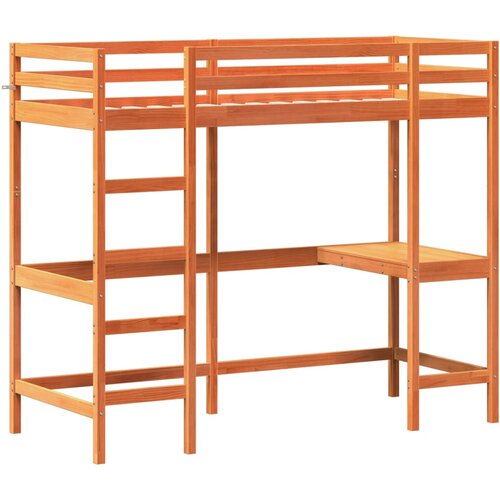 VidaXL Posteljni okvir z mizo vo&amp;scaron;čeno rjav 75x190 cm trdna borovina, (21007177) Slike