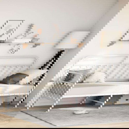  Krevet Frame Bijela 107x203 cm Čelik Slike