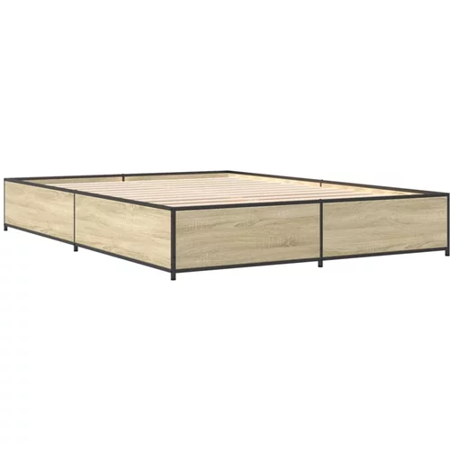 vidaXL Okvir za krevet boja hrasta 150x200cm konstruirano drvo i metal