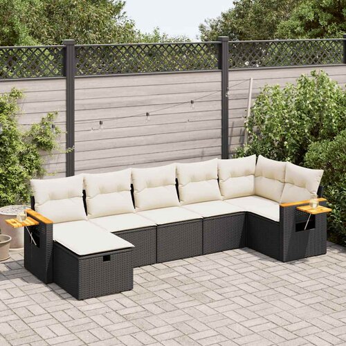 VidaXL 7-dijelni set vrtnih sofa od poliratana s jastucima crni Slike