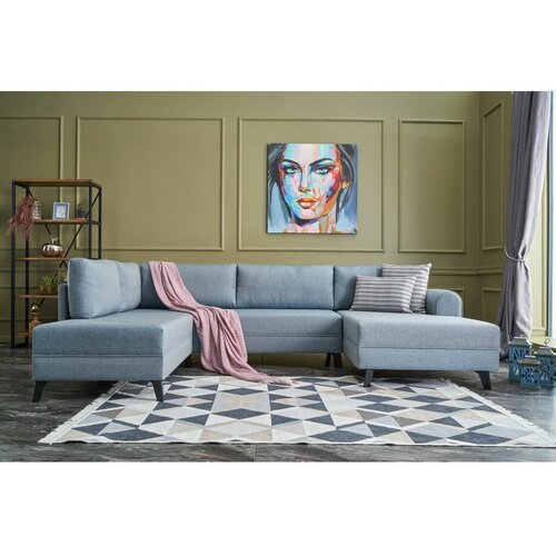  Belen - Blue Blue Corner Sofa-Bed Cene