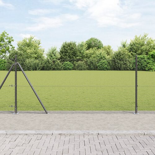 vidaXL varjena žična ograja z 13 zareznimi stebri siva 0.8x50 m jeklo Cene