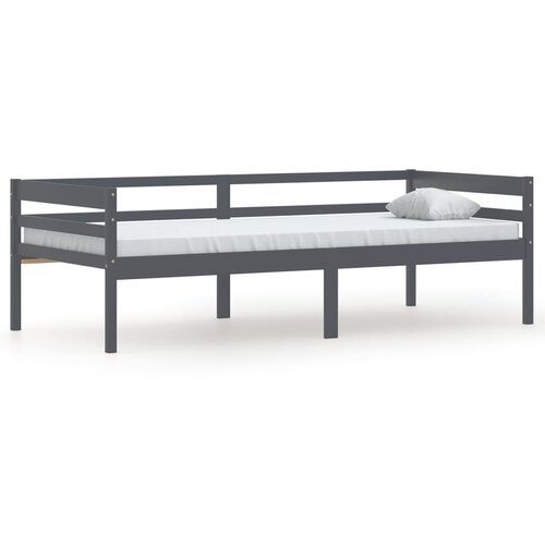 VidaXL Posteljni okvir temno siv iz trdne borovine 90x200 cm, (20644386) Slike