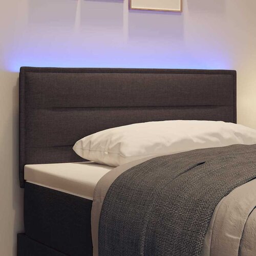  LED glava kreveta s LED trakama Tamno smeđa 100 cm tkanina Slike