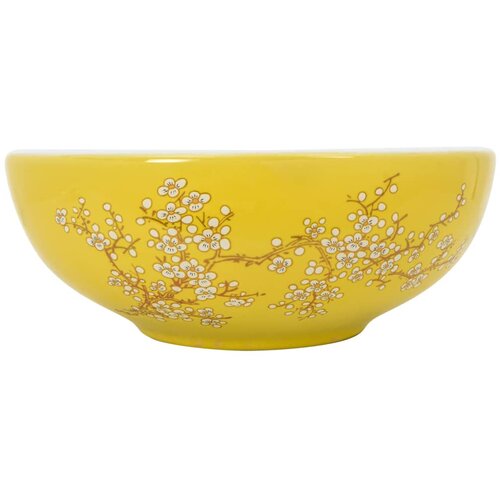 Maison Chic Umivalnik - Kopalna umivalnik - Lavabo Nadpultni bel in rumen okrogel &Phi;41x14 cm keramika, (21684717) Cene