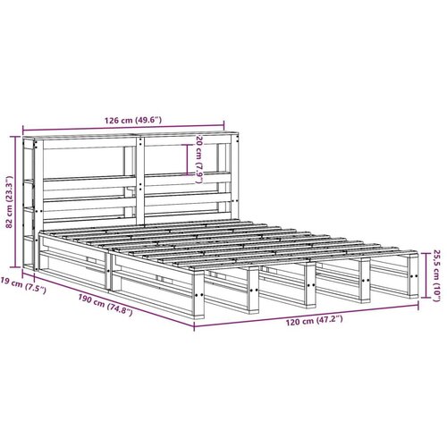 VidaXL Okvir kreveta bez madraca bijeli 120 x 190 cm masivna borovina Slike