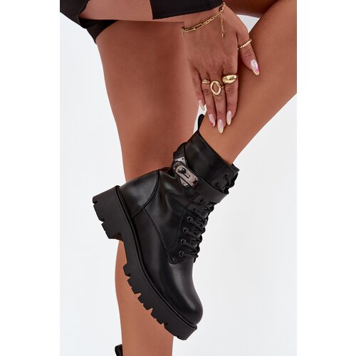 Boto Women&amp;#039;s Work Boots With Decorative Strap Insulated Eco Leather Black Selita Slike