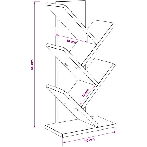  Polica za knjige drvo 4-razine 30 x 18 x 60 cm Betonska siva Slike
