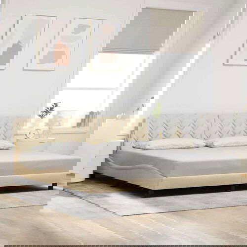 VidaXL Posteljni okvir brez vzmetnice krem 200x200 cm blago Slike