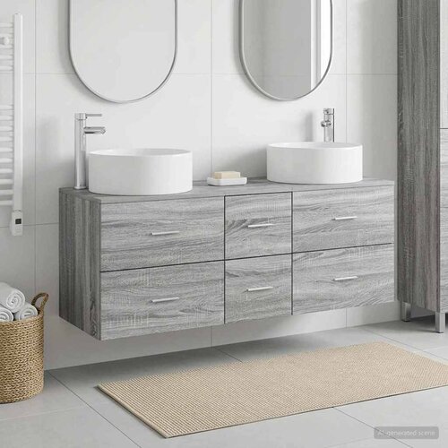  Set namje&scaron;taja za kupaonicu 3 kom. Siva Sonoma 49.5 x 44.5 x 65.5 cm Cijene