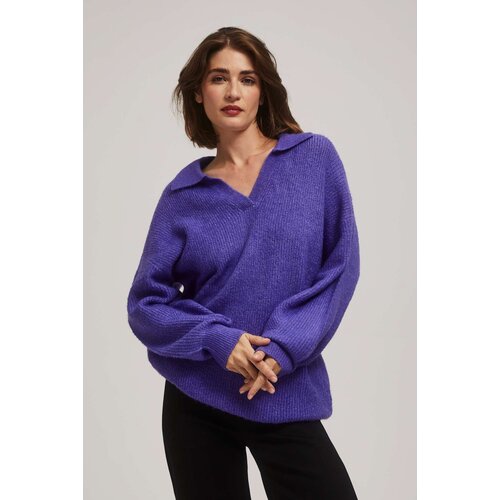Marisse Purple V-Neck Sweater Slike