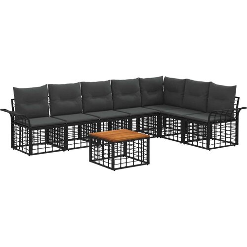  Set vanjskih sofa 8 pcs Crna i tamno siva Poliester - Crna i tamno siva sa stolom Cene