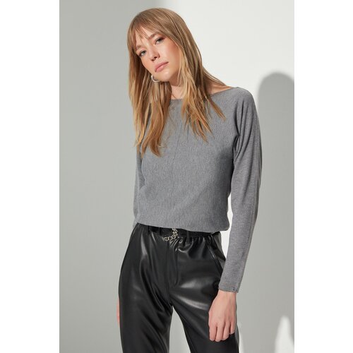 Trendyol Gray Bat Sleeve Knitwear Sweater Slike