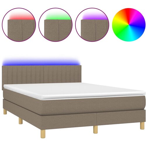 Maison Chic Box spring postelja - Vzmetna postelja z vzmetnico LED taupe 140x200 cm blago SL9220, (21902194) Cene