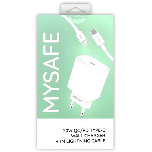 MySafe 20W - Zidna punjač Tip - C + Lightning kabel 1m - Bijela KP26666 Slike