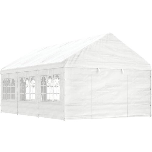 vidaXL Paviljon s streho bel 6,69x4,08x3,22 m polietilen Cene