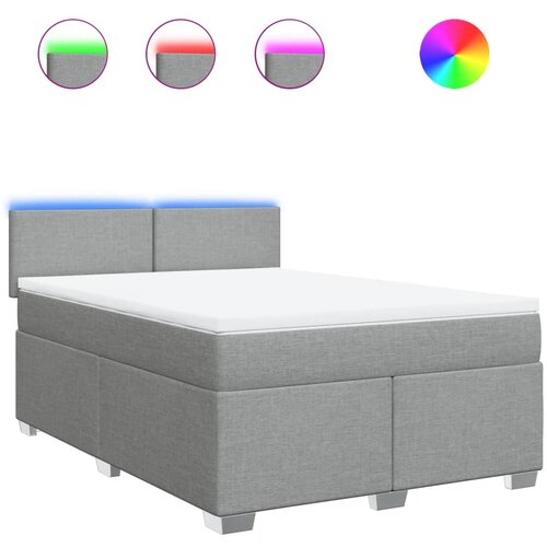 vidaXL box spring posteljni z vzmetnico svetlo siv 140x190 cm blago, (21305684) Cene