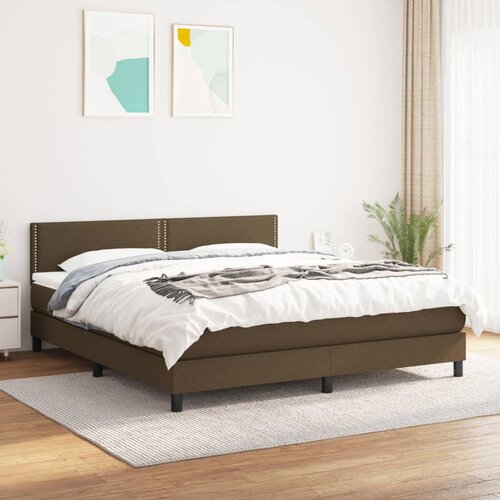 The Living Store Box spring postelja z vzmetnico temno rjava 160x200 cm blago - Box Spring Postelja, (21455884) Slike