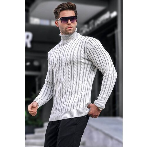 Madmext White Turtleneck Knit Detailed Sweater 6317 Slike
