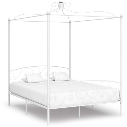  Okvir za krevet s nadstrešnicom bijeli metalni 180 x 200 cm Cene