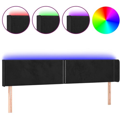 Maison Chic led posteljno vzglavje - vzglavna omarica - nočna omarica črno 203x16x78/88 cm žamet, (21709219) Slike