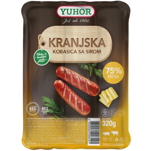 YUHOR kranjska kobasica sa sirom 320g Cene