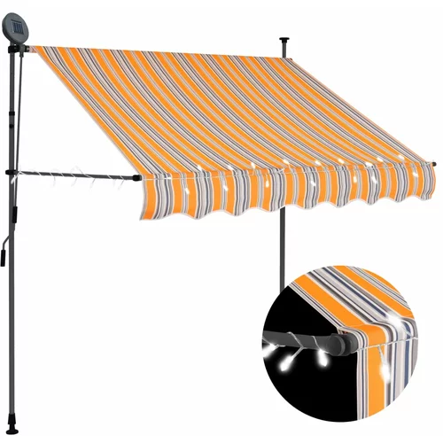 vidaXL Ročno zložljiva tenda z LED lučkami 100 cm rumena in modra, (20692884)