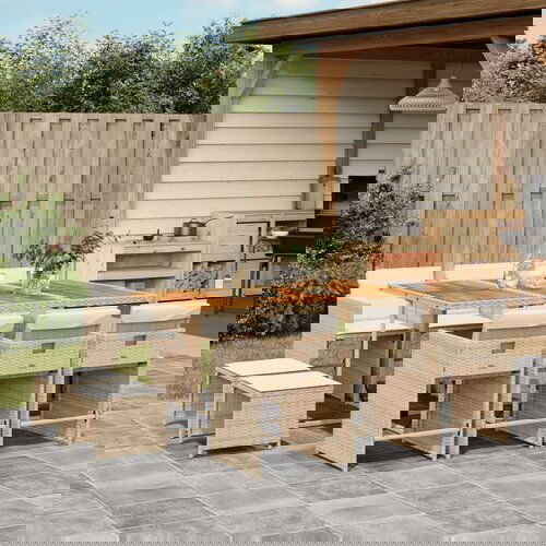 VidaXL 11-dijelni vrtni blagovaonski set od poliratana s jastucima bež Slike