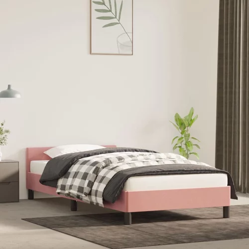  za krevet s uzglavljem ružičasti 90x190 cm baršunasti