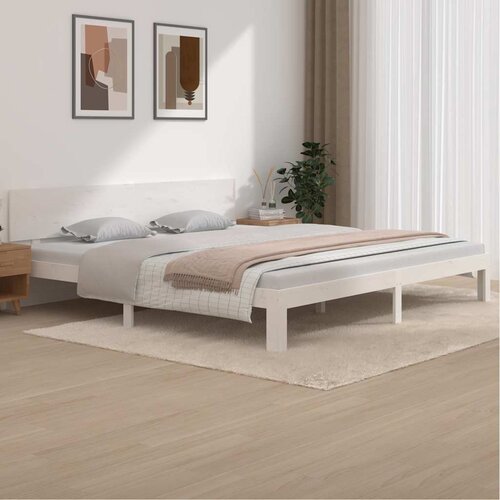 Okvir za krevet od masivne borovine bijeli 200 x 200 cm Cijene