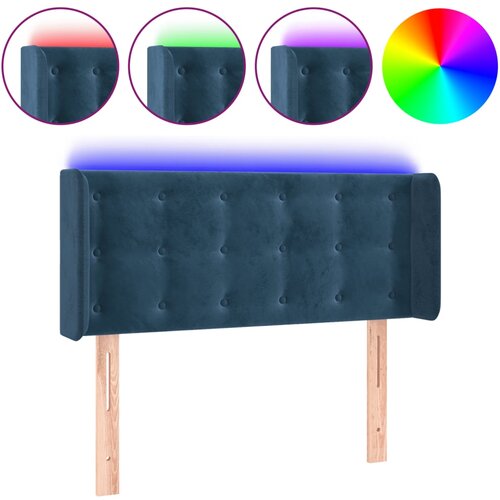 Maison Chic led posteljno vzglavje - vzglavna omarica - nočna omarica temno modro 83x16x78/88 cm žamet, (21711616) Slike