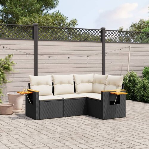  4-dijelni set vrtnih sofa od poliratana s jastucima crni Cijene