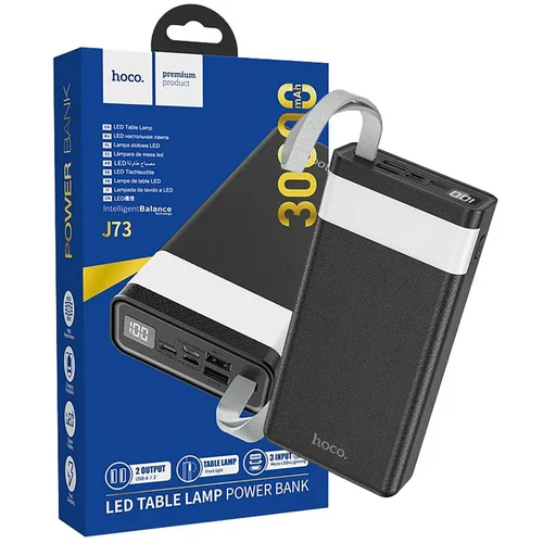 Hoco J73 prijenosni punjač sa lampom, 30000mAh, crna