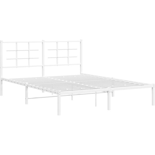  Metalni okvir za krevet s uzglavljem bijeli 150x200 cm Slike