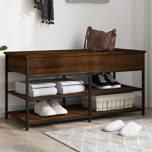 vidaXL Klupa za cipele smeđa boja hrasta 100x42 5x50 cm drvena Cijene