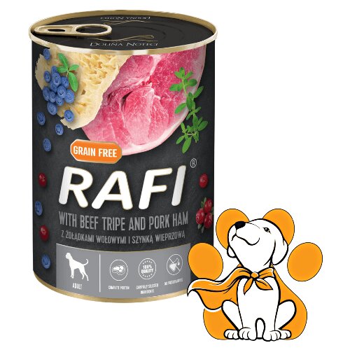 Rafi Dog Grain Free Beef Tripe And Pork Ham 400g, Vlažna Hrana Bez Žitarica Cene
