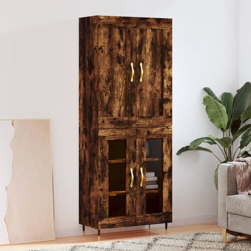 vidaXL Visoka komoda dimljeni hrast 69 5x34x180 cm konstruiranog drva Cijene