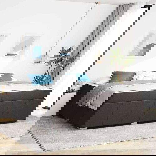  Krevetna konstrukcija Tamno smeđa 200 x 200 cm tkanina Slike