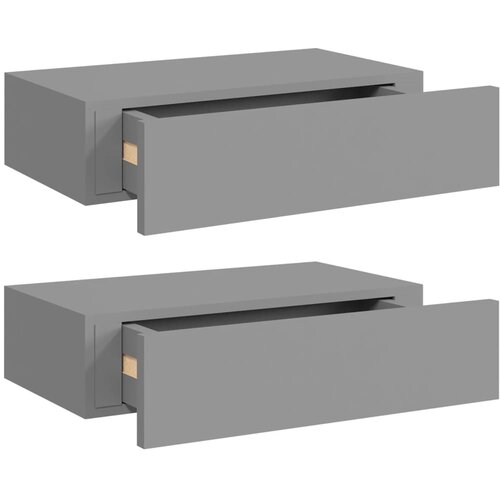 vidaXL Stenska polica s predalom 2 kosa siva 40x23,5x10 cm mediapan, (20765379) Cene