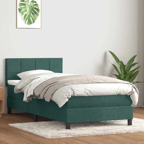 Box Spring postelja z vzmetnico Temno zelena 90x210 cm Velvet, (21791174) Slike