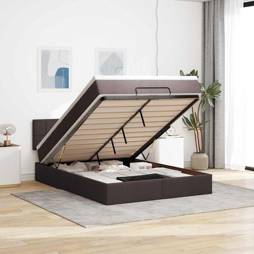 vidaXL Otomanski posteljni okvir z vzmetnico rjav 140x200 cm blago Cene