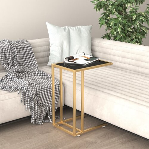 VidaXL Bočni stolić za računalo crni 50x35x65 cm od kaljenog stakla Slike