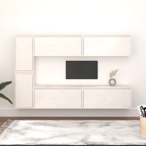 Furnova TV omarica 6 kosov bela trdna borovina, (21924610) Slike