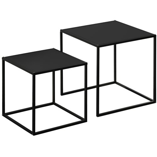 Nesta Set 2 klubskih mizic, črna, moderno oblikovanje, jeklen okvir, nosilnost do 10 kg, 120&times;59&times;45 cm, za dnevno sobo, (5000493336) Cene